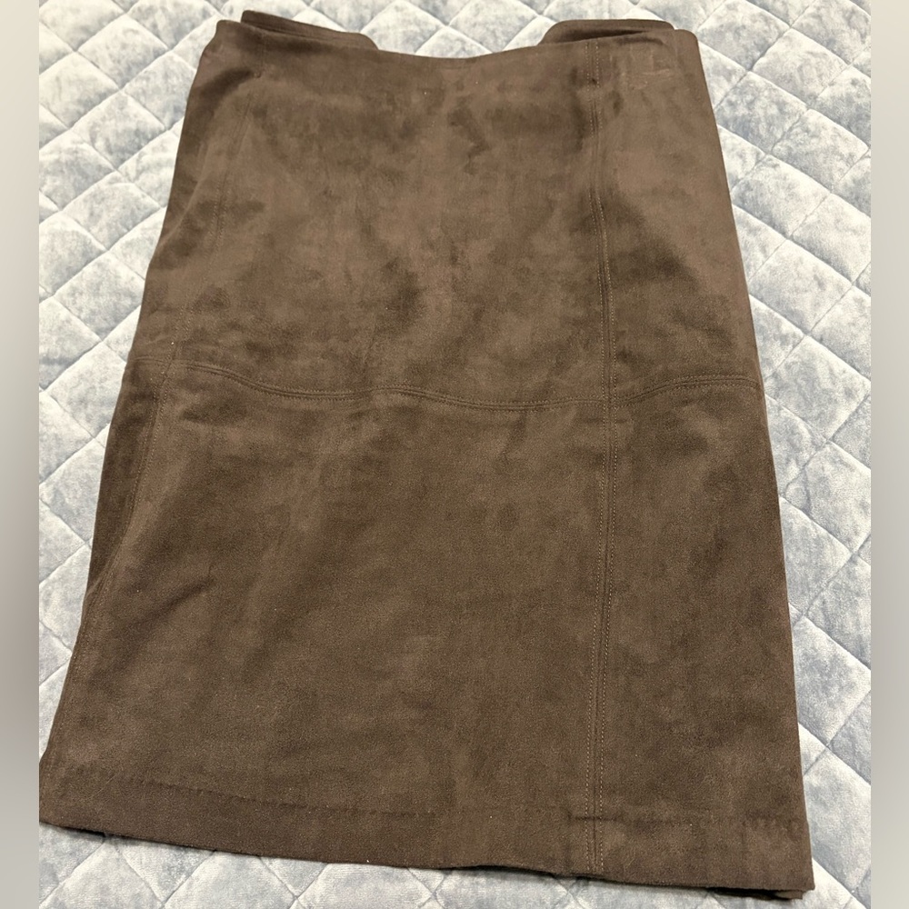 J. Jill Rich Brown Velour like Pencil Skirt
